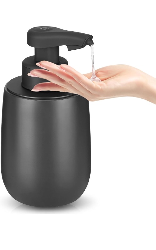Photo 1 of Automatic Soap Dispenser Liquid Hand Free Soap Dispenser Rechargeable Soap Dispenser Touchless Lotion Soap Dispenser Smart Electric Auto Dish Soap Dispenser for Bathroom, Kitchen, Grey