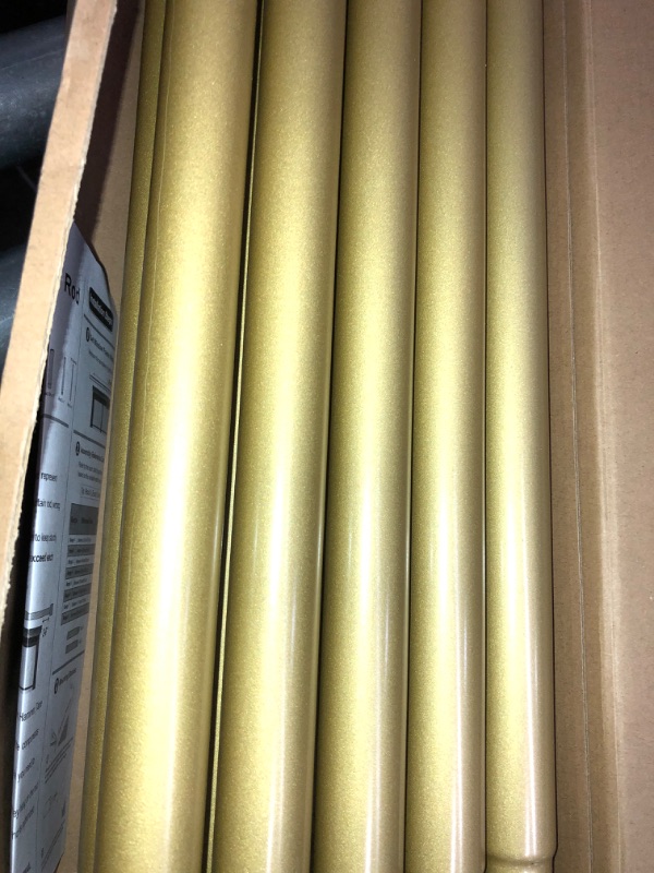 Photo 2 of **USED MISSING PARTS**KAMANINA 1 Inch Curtain Rod 72 to 144 Inches (6-12 Feet) Telescoping Luxury Gold Curtain Rods for Windows, Heavy Duty Long Drapery Rods with Crystal Netted Texture Ends, 32-144" 72-144“ Luxury Gold