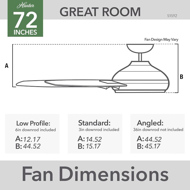 Photo 4 of (READ FULL POST) Hunter Fan Company 51592 Downtown Ceiling Fan, Matte Black, AAA