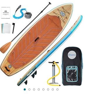 Photo 1 of (READ FULL POST) Inflatable Stand Up Paddle Board 10'2"X32"X6" Wide Stance Non-Slip Deck, Premium SUP Accessories Including Hand Pump, Adjustable Paddle, Backpack, Surf Control Paddleboard for Youth and Adult