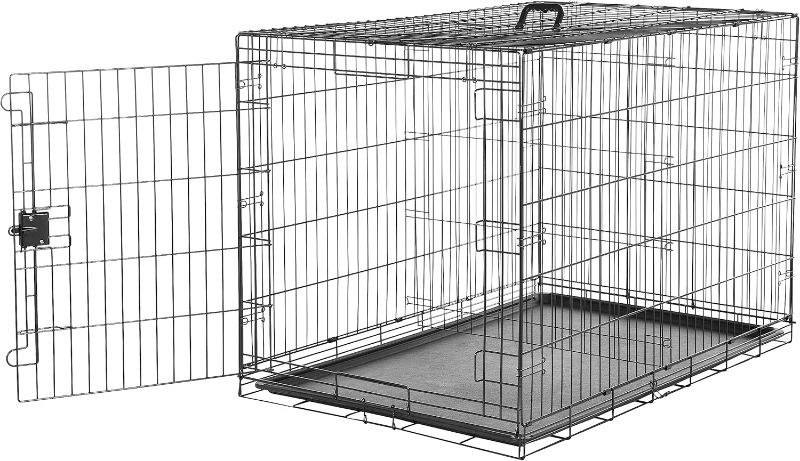 Photo 1 of Amazon Basics Durable, Foldable Metal Wire Dog Crate with Tray, Single Door, 48 x 30 x 32.5 Inches, Black