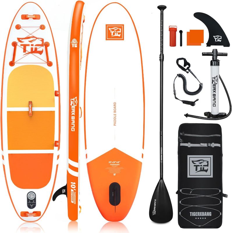 Photo 1 of *STOCK PHOTO JUST FOR REFERENCE UNKNOWN MODEL LOOK** *UNKNOWN OF ANY HOLES OR DAMAGE** Inflatable Stand Up Paddle Board 11’*34”*6” Sup Board, 350lbs Capicity Adult&Youth Paddle Board, Pet Friendly for Ocean&Lake, w/Double Action Hand Pump Ocean Blue Breez