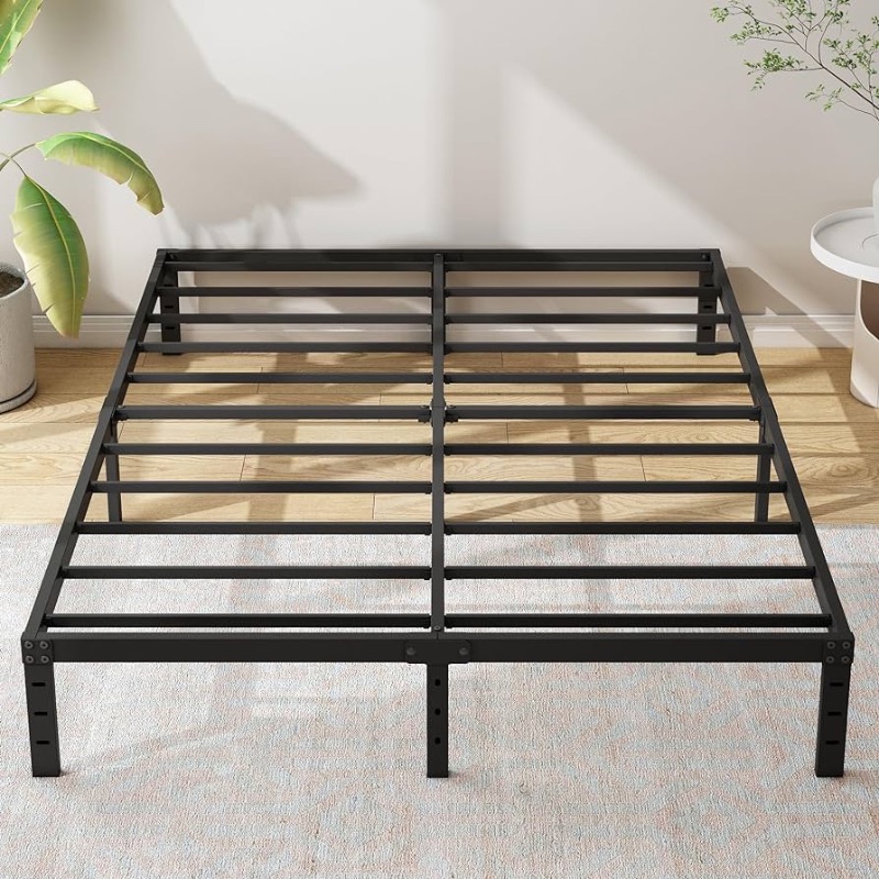Photo 1 of 12 Inch Queen Size Metal Bed Frame, Heavy Duty Steel Slat Mattress Foundation,No Box Spring Needed, Easy Assembly, Noise-Free,Black