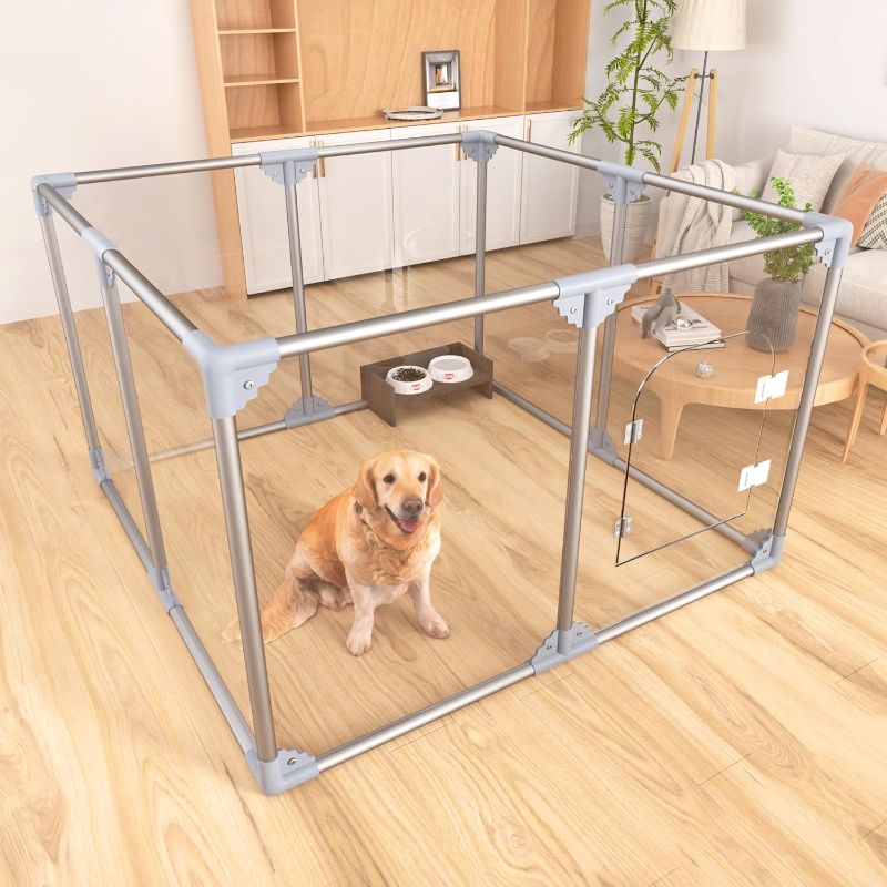 Photo 1 of **MISSING PANELS** Acrylic Dog Playpen Dog Playpen Indoor Puppy Pen Pets Fence Puppies Cage10 Panels for Puppies Dog Play Pens for Dogs Indoor (4)