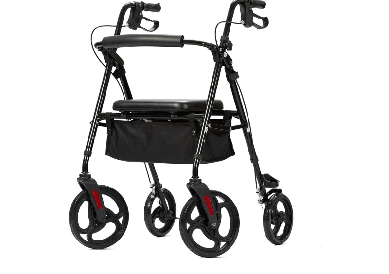 Photo 1 of *like new** ELENKER Rollator Walker with 10” Wheels, Sponge Padded Seat and Backrest, Fully Adjustment Frame for Seniors, Black