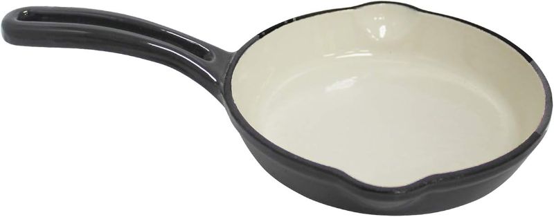 Photo 1 of  6" Mini Cast Iron White Enamel Coated Interior Skillet, Grey
