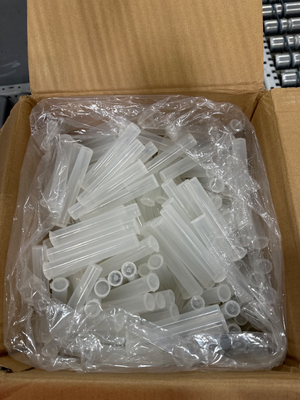 Photo 2 of 116mm CR Plastic Packaging Pop Top Tubes - Child Resistant Travel Holder Vial Containers - 500 qty (Clear)