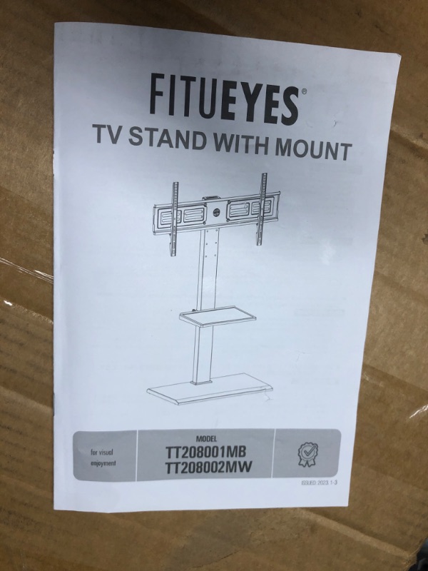 Photo 4 of ***USED - LIKELY MISSING PARTS - UNABLE TO VERIFY FUNCTIONALITY***
FITUEYES Floor TV Stand Iron Base with Swivel Mount for 50-85 Inch Large LCD/LED TVs Adjustable Shelf Tall Corner TV Stands for Bedroom and Living Room Hold Up to 110 lbs Black 85" Black