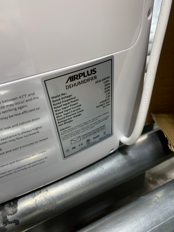 Photo 4 of AIRPLUS Dehumidifier for Basement, 1,500 Sq. Ft Powerful Dehumidifier for Home,Large Rooms, Bedrooms, Sufficient Capacity Water Tank with Drain Hose -30 Pints(AP1907) Curved