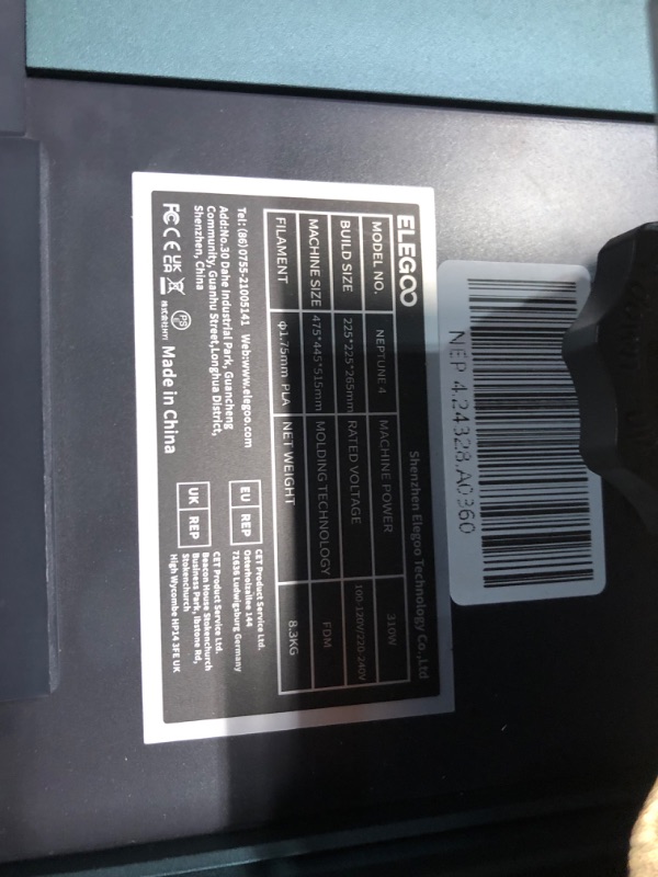 Photo 10 of ***USED - LIKELY MISSING PARTS - UNABLE TO VERIFY FUNCTIONALITY***
ELEGOO Neptune 4 3D Printer, 500mm/s High-Speed Fast FDM Printer with Klipper Firmware, Auto Leveling and Dual-Gear Direct Extruder, Easy Assembly, 8.85x8.85x10.43 Inch Printing Size