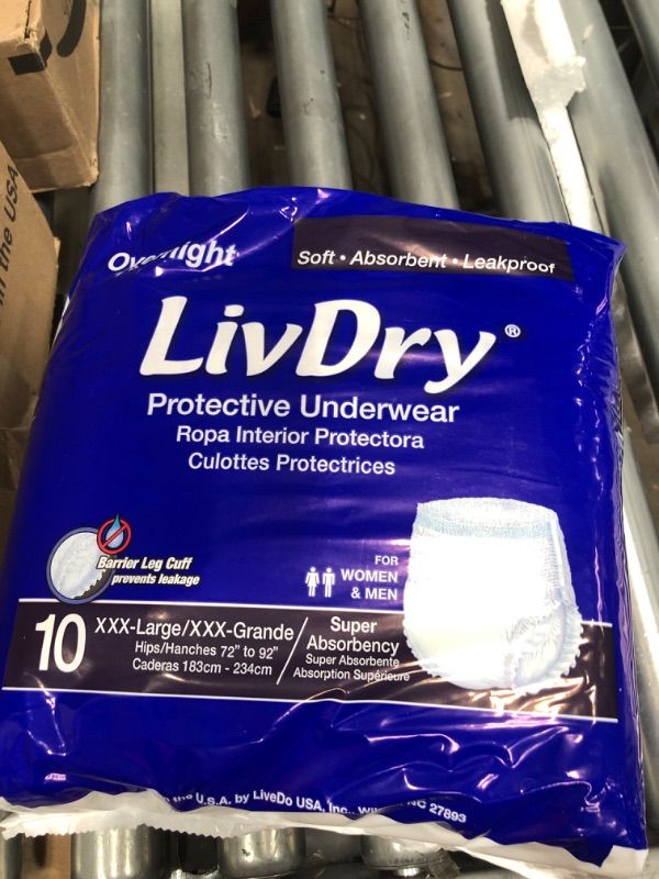 Photo 2 of 
LivDry Adult Incontinence Underwear, Overnight Comfort Absorbency, Leak Protection (XXX-Large (10 Count))