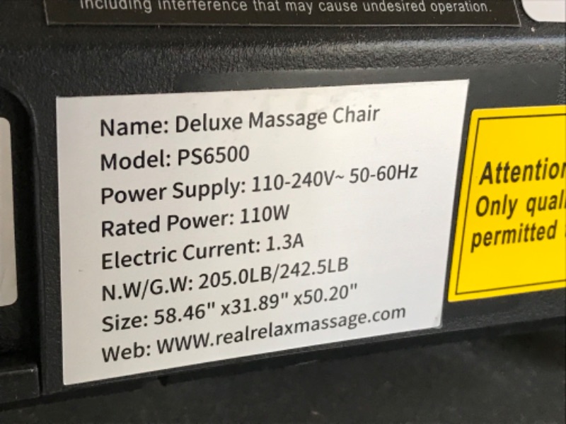 Photo 7 of **SEE NOTES**Real Relax 4D Massage Chair, SL Track Full Body Zero Gravity Shiatsu Massage Recliner with AI Care, Voice Control, Heating, PS6500 Champaign Gold