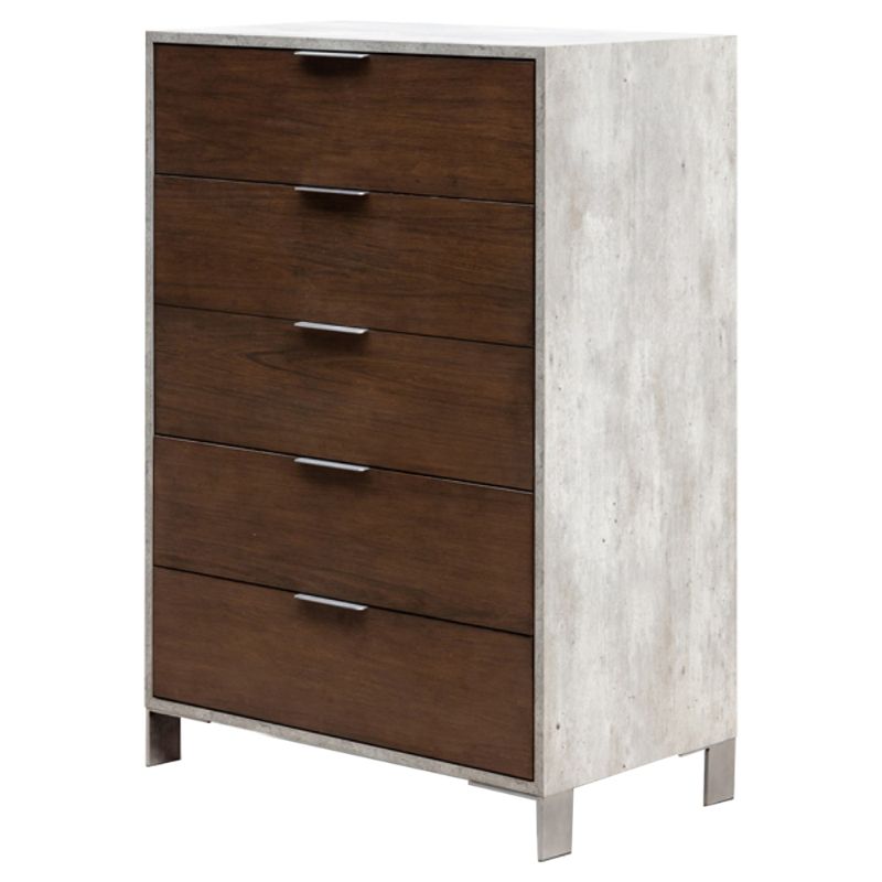 Photo 1 of **SEE NOTES**Limari Home Conner Veneer Wood and Stainless Steel Chest in Dark Walnut/Gray