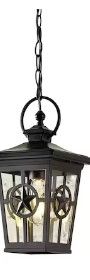 Photo 1 of allen + roth Amelia Matte Black Traditional Clear Glass Lantern Mini Outdoor Hanging Pendant Light
