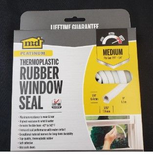 Photo 1 of 1/4 in. X 5/16 in. X 17 Ft. White Premium Thermoplastic Rubber Platinum Window Seal for Medium Gaps
