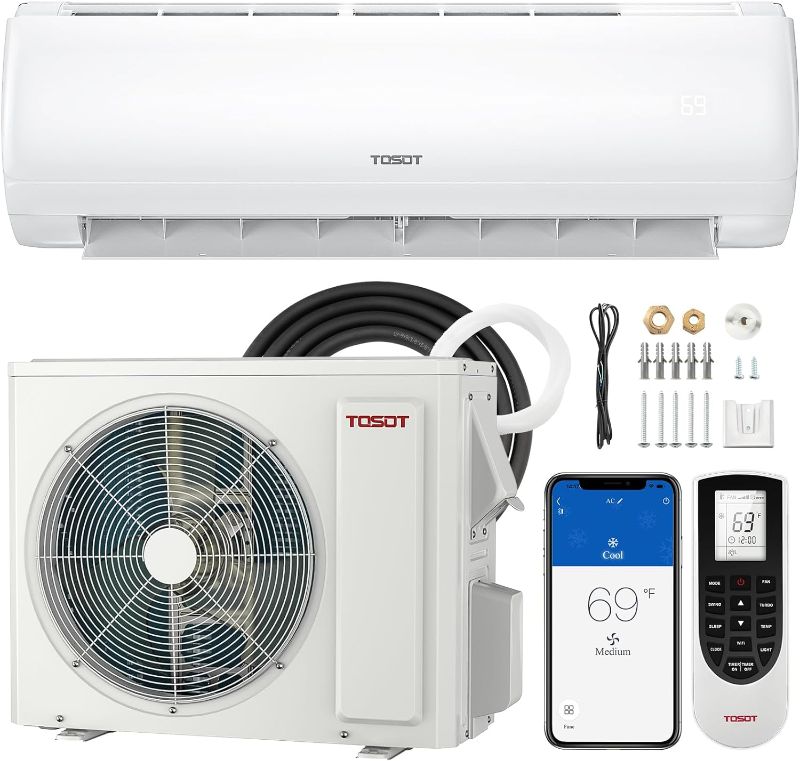 Photo 1 of **SEE NOTES**TOSOT 9,000 BTU Mini-Split Air Conditioner, Wifi Enabled Ductless Inverter Split System AC Unit Heating System, Compatible with Alexa - 20.5 SEER2 230V
