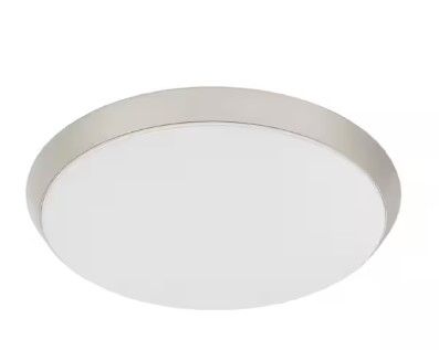 Photo 1 of 15 in. Brushed Nickel Integrated LED Dimmable Selectable CCT Flush Mount Indoor Ceiling Light
