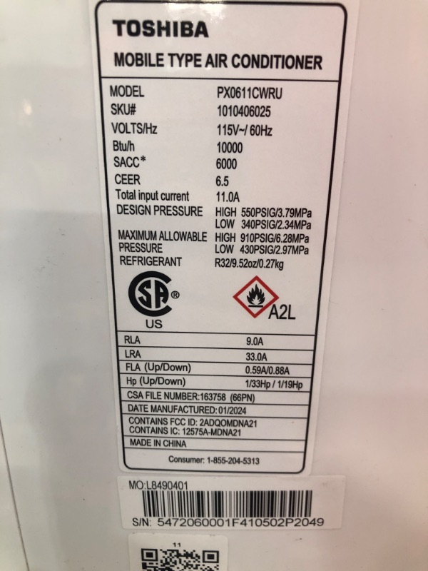 Photo 1 of 6,000 BTU (10,000 BTU ASHRAE) 115-Volt Smart Wi-Fi Portable Air Conditioner for upto 250 sq. ft.
