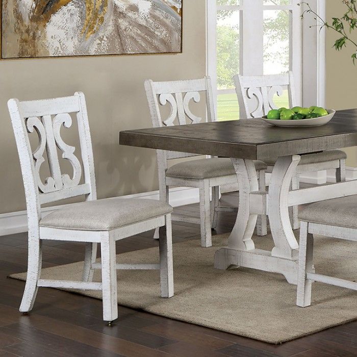 Photo 1 of ***PARTIAL SET - BOX 1 OF 2 ONLY - CANNOT BE FULLY ASSEMBLED - SEE PICTURES***
Rustic Distressed White & Gray Solid Wood Dining Table Furniture of America CM3417GY-T Auletta