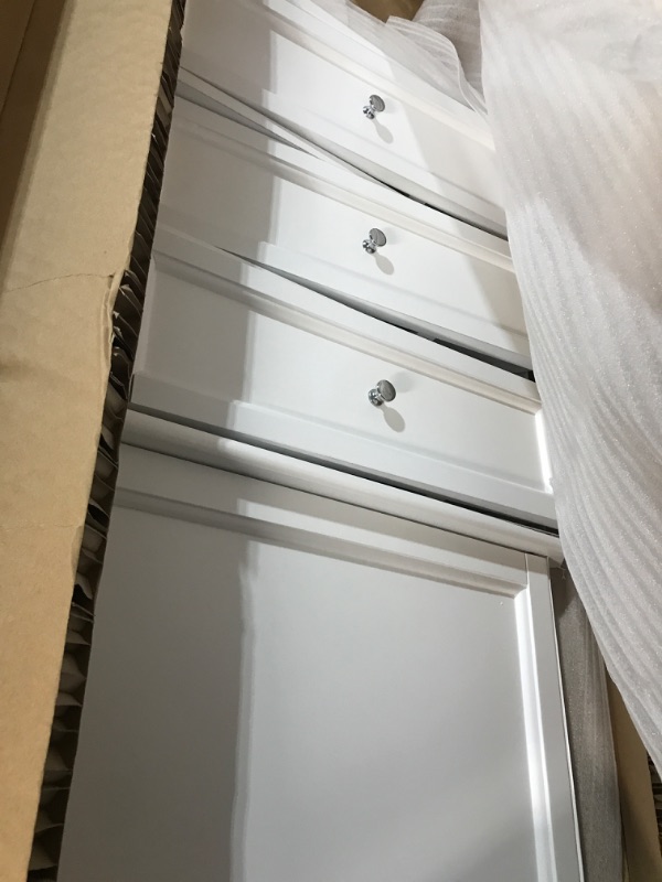 Photo 6 of ***edges are cracked and back end is cracked*****  Hampton Harbor 23 in. W x 13 in. D x 67-1/2 in. H Corner Linen Cabinet in White