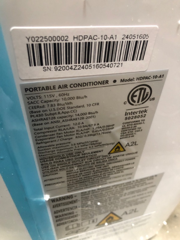 Photo 3 of **SEE NOTES**14000 BTU Portable Air Conditioners with Remote Control, 3-in-1 Free Standing Cooling AC Unit with Fan & Dehumidifier, Cools Room up to 700 sq.ft, Smart/Sleep Mode,3 Speed,Auto Swing,24H Timer