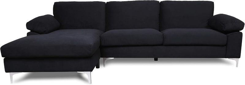 Photo 1 of **SEE NOTES**103.5" L-Shaped Sectional Sofas, Modern Velvet Upholstered 2-Seater Couch with Left Chaise Longue, Metal Leg, Removable Seat and Back Cover, for Living Room, Home, Office, 103.5inch GRAY
