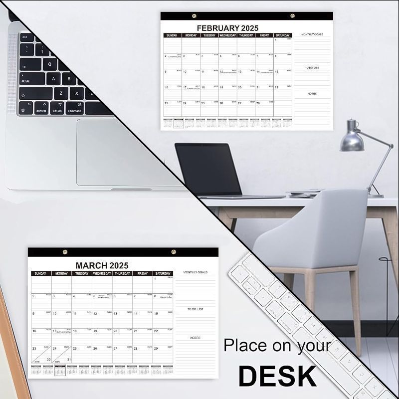 Photo 1 of Desk Calendar 2024-2025 - 18 Months Calendar 17" × 11.5" Desktop Calendar from Apr. 2024 to Sept. 2025 with Julian Date for Home School Office