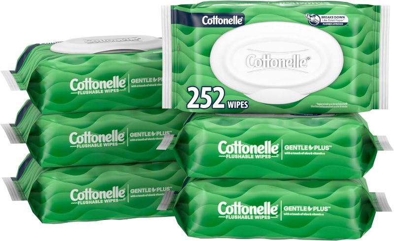 Photo 1 of 
Cottonelle GentlePlus Flushable Wet Wipes with Aloe & Vitamin E, 6 Flip-Top Packs, 42 Wipes Per Pack (252 Total Wipes), Packaging May Vary
Size:42 Count (Pack of 6)