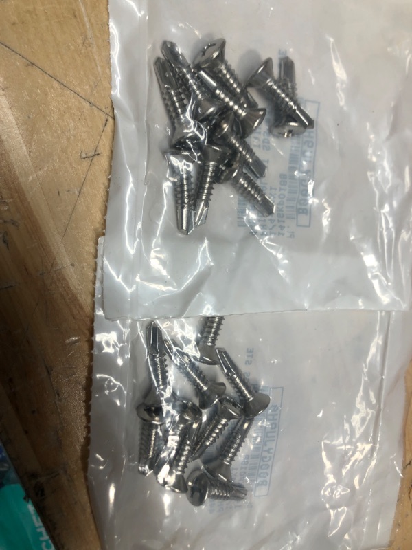 Photo 1 of **2 PACK**Small Parts 1416KPO188 18-8 Stainless Steel Self-Drilling Screw, Plain Finish, 82 Degree Oval Head, Phillips Drive, #3 Drill Point, 1/4"-14 Thread Size, 1" Length (Pack of 10)