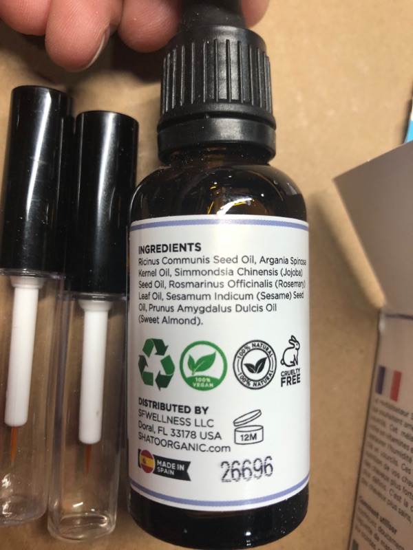 Photo 3 of **NON REFUNDABLE**
Shato - Revitalizing Serum for Hair, Eyelash and Eyebrow. 100% Pure Organic Oils: Castor, Argan, Jojoba, Rosemary, Sesame and Almond. Perfect Combination of Essential Oils Rich in Vitamins and
