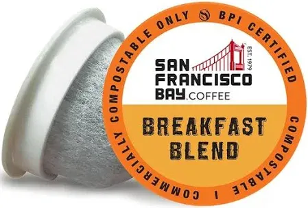 Photo 1 of Bay Coffee OneCUP Breakfast Blend Compostable Coffee Pods - 100%  (80 Ct) K Cup Compatible including Keurig 2.0, Medium Roast 41.79
