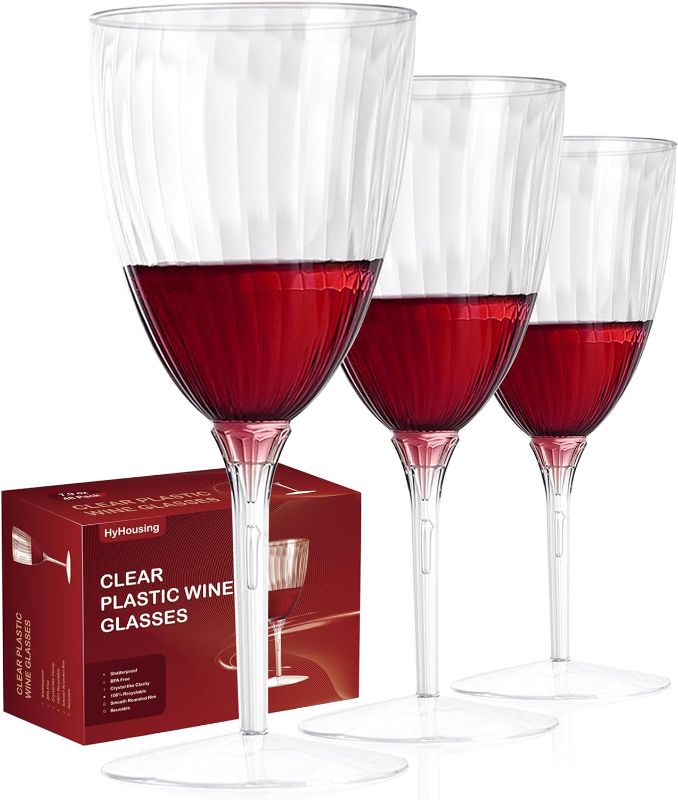 Photo 1 of 7.9 Oz Clear Plastic Wine Glasses 16 Pack, Hard Disposable Plastic Drink Glasses Ideal for Home Daily Life Party Wedding Toasting Drinking Wine (WG1-16)
