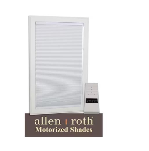 Photo 1 of allen + roth 58-in x 72-in White Room Darkening Blackout Cordless Motorized Cellular Shade
