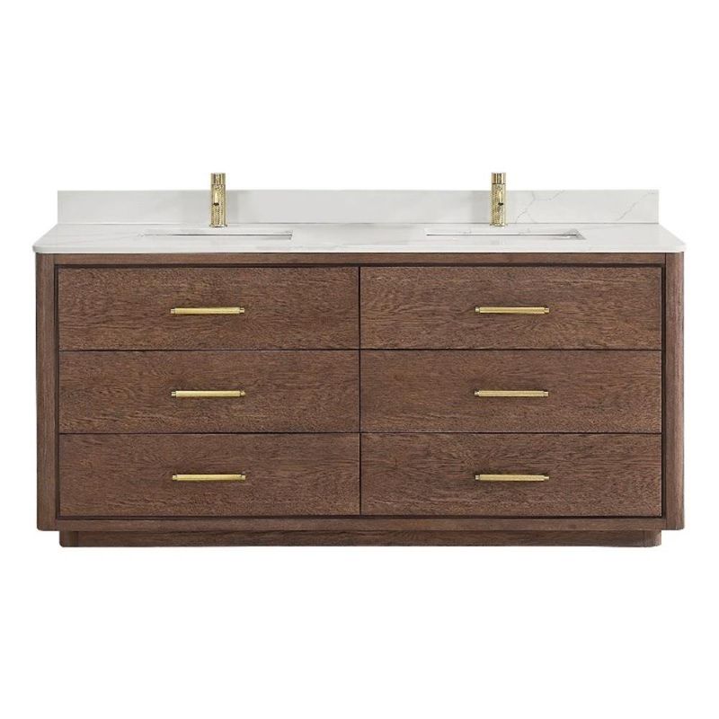 Photo 1 of ***PALLETIZED ITEM - TRUCK/TRAILER PICKUP ONLY - MISSING PARTS - SEE COMMENTS***
Vinnova Porto 72" Wood Double Bath Vanity with 6 Drawers in Aged Dark Brown