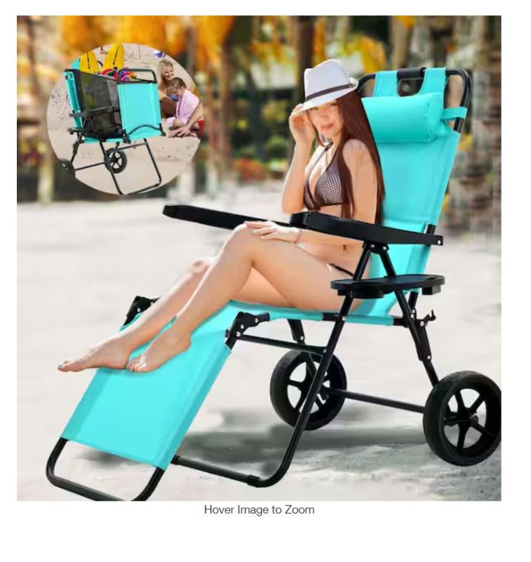 Photo 1 of Beach Cart Chair - 2-in-1 Turns From Beach Cart to Steel Beach Chair - Large Wheels - Easy to Use - Large Capacity
