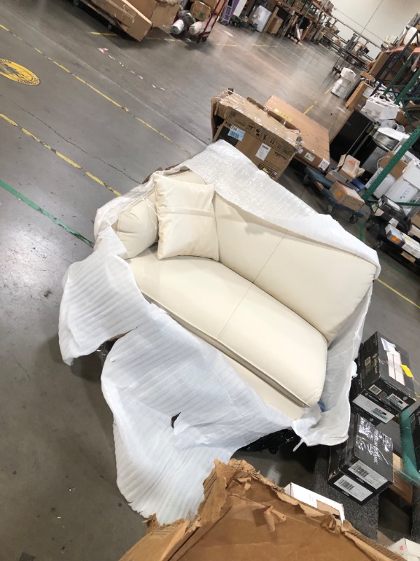 Photo 6 of **MISSING TWO LEGS** Cream Beige Chair with PIllow Leather 