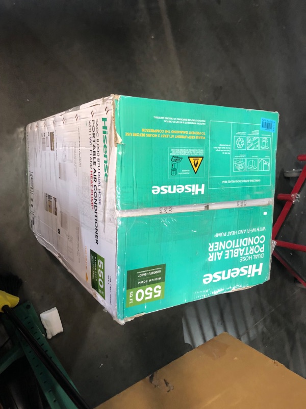 Photo 1 of ***USED AND DIRTY - POWERS ON - UNABLE TO TEST FURTHER - LIKELY MISSING PARTS - SEE PICTURES***
Hisense Smart SACC 8,000 BTU Dual Hose Portable Air Conditioner with Heat Pump, 4-modes (Cool, Heat, Fan, Dehumidifier) WiFi, Remote, Up to 550 sq. ft., AP5502