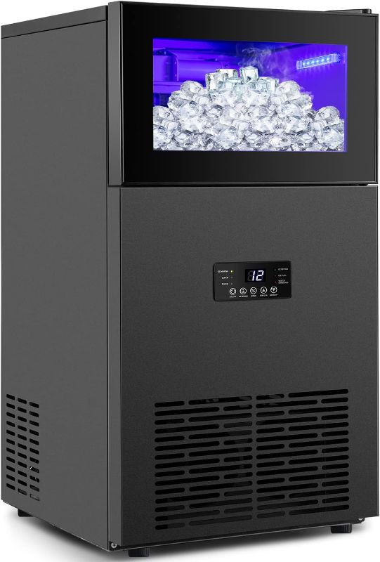 Photo 1 of ****BUTTONS POP OUT, STILL FUNCTIONAL ***** Upgraded Commercial Ice Maker 130LBS/24H with 35LBS Storage Bin, 15" Wide Frosted Black Undercounter/Freestanding Ice Maker Machine for Home Bar Outdoor, 45PCS Ice Cubes Ice Machine, Self Cleaning
