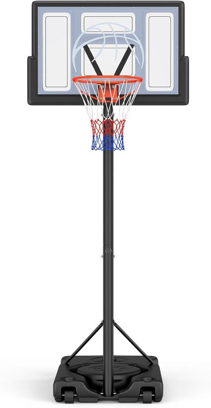 Photo 1 of Basketball Hoop Outdoor 10ft Adjustable, Portable Basketball Hoop Goal System for Kids Youth and Adults in Backyard/Driveway/Indoor, 44 Inch Shatterproof Backboard and Larger Base