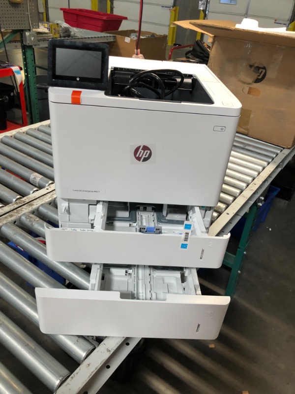 Photo 7 of ***USED - POWERS ON - UNABLE TO TEST FURTHER - LIKELY MISSING PARTS - SEE PICTURES***
HP LaserJet Enterprise M611x Black and White Printer with built-in Ethernet, 2-sided printing & extra paper tray (7PS85A) White