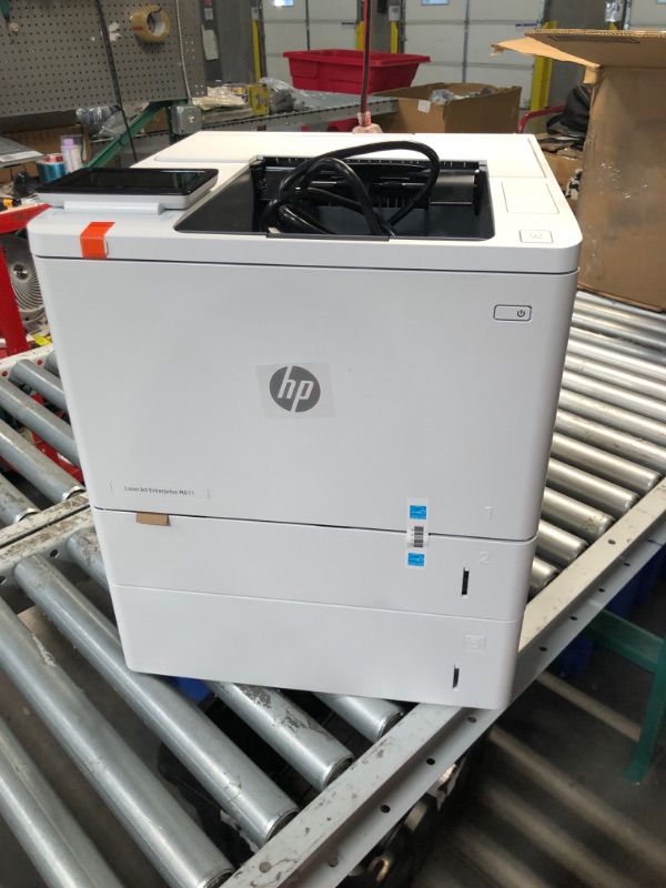 Photo 6 of ***USED - POWERS ON - UNABLE TO TEST FURTHER - LIKELY MISSING PARTS - SEE PICTURES***
HP LaserJet Enterprise M611x Black and White Printer with built-in Ethernet, 2-sided printing & extra paper tray (7PS85A) White