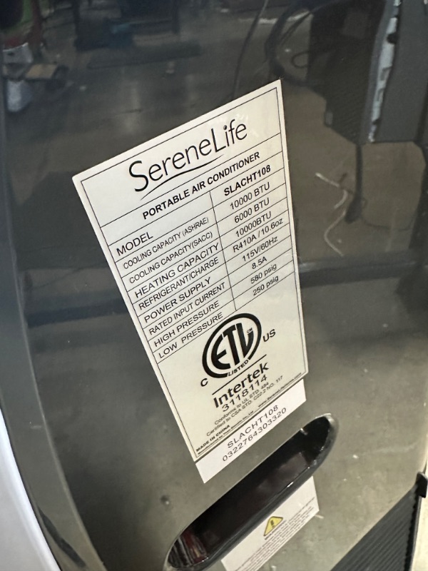 Photo 2 of **SEE NOTES**SereneLife Small Air Conditioner Portable 10,000 BTU with Built-in Dehumidifier + Heat - Portable AC unit for rooms up to 450 sq ft - Remote Control, Window Mount Exhaust Kit
