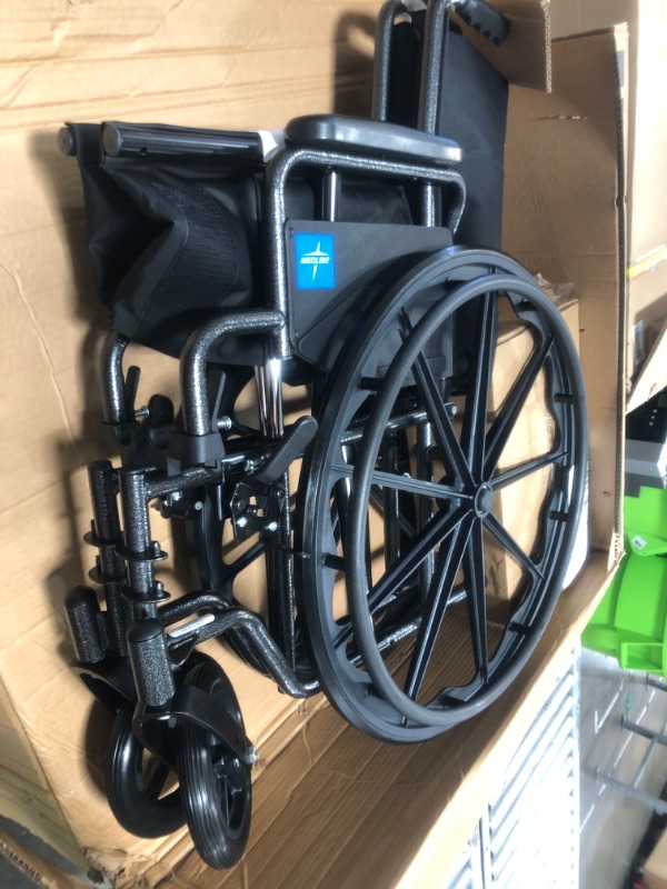 Photo 2 of ****PARTS ONLY ***** Medline 20" Wide K1 Basic Nylon Wheelchair with Swing-Back Desk-Length Arms and Elevating Leg Rests