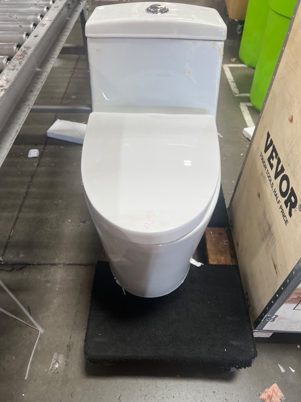 Photo 1 of  HOROW 1-piece 0.8/1.28 GPF Dual Flush Elongated Toilet in White, Seat Included