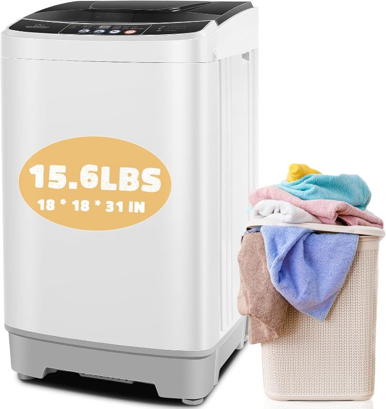 Photo 1 of 15.6Lbs Portable Washing Machine, 2.1 Cu.ft Portable Washer with Drain Pump, Faucet Adaptor, 10 Wash Programs/8 Water Levels Compact Laundry Washer and Dryer Combo for Apartments RV Dorms
