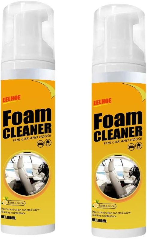 Photo 1 of 2Pcs Multipurpose Foam Cleaner Spray 100ml, Foam Cleaner for car and House Lemon Flavor, All-Purpose Household Cleaners for Car and Kitchen (2 Pcs)