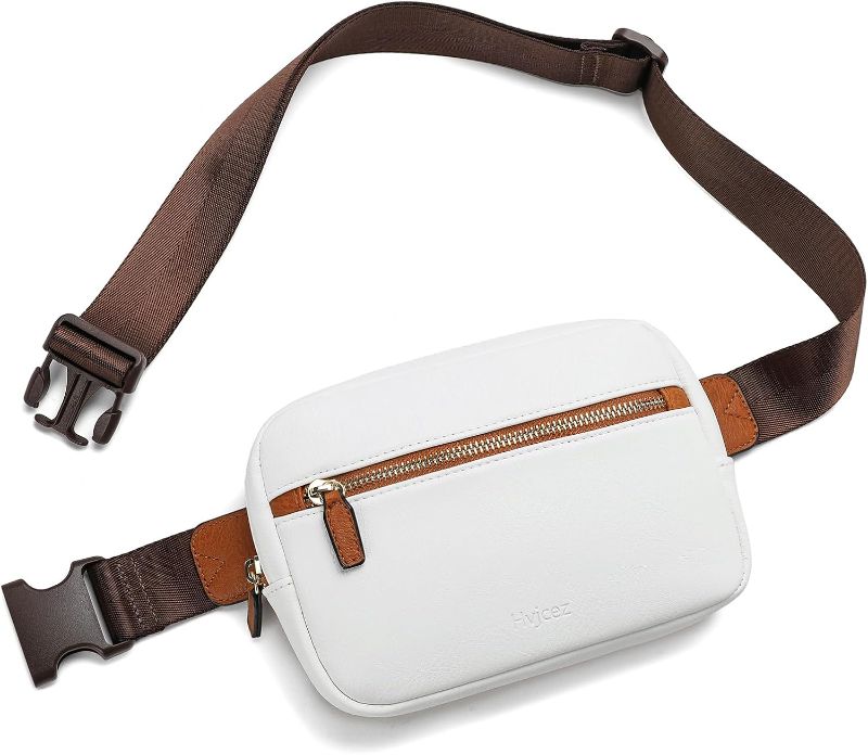 Photo 1 of 
Hvjcez Belt Bag for Women, Mini Fashionable Crossbody Fanny Packs Waterproof Vegan Leather Waist Pack Purses with Adjustable Strap White+Brown