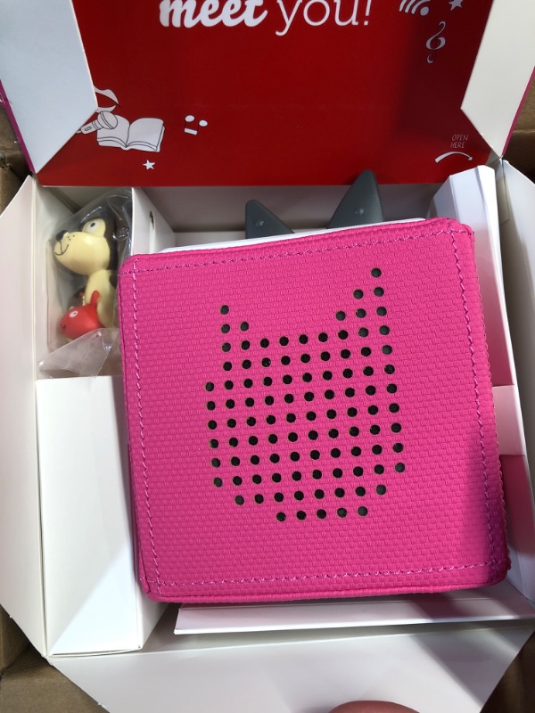 Photo 2 of (READ FULL POST) Toniebox Audio Player Starter Set with Peppa Pig, George, and Playtime Puppy - Listen, Learn, and Play with One Huggable Little Box - Pink