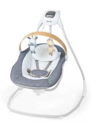 Photo 1 of ***SEE NOTES*** 
Ingenuity Simple Comfort Compact Swing with Wood Toy Bar - Chambray