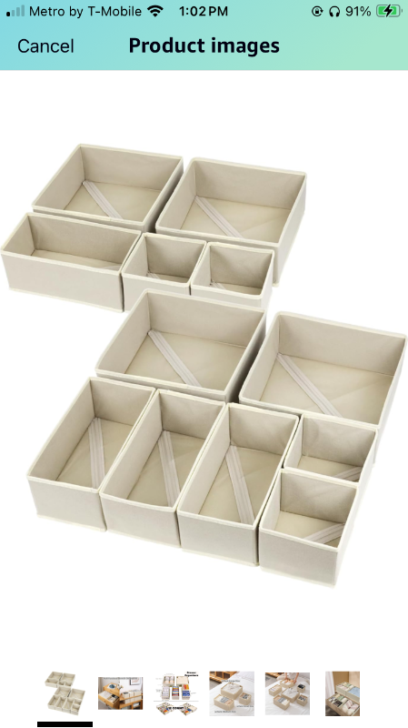 Photo 1 of 12 Pack Drawer Organizers, Drawer Dividers Storage Bins, Foldable Drawer Organizers for Clothing, Cloth Clothes Drawer Organizer for Underwear,Folded Clothes,Baby Clothing,Socks,Bra,Towels,Ties